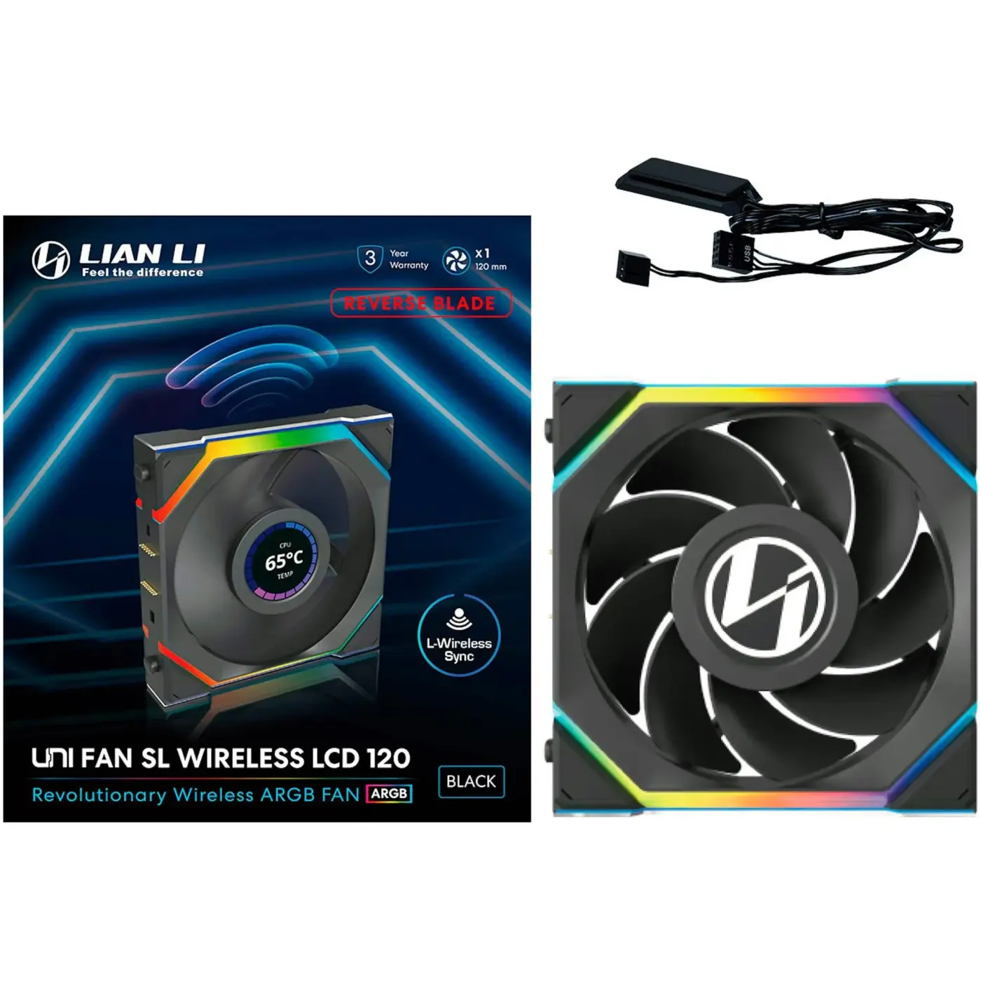 Купити Вентилятор Lian Li Uni Fan SL Wireless LCD 120 Reverse Blade Black (G99.12RSLLCD1W1B.00) - фото 5