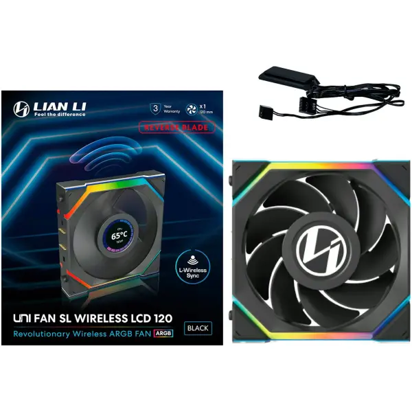 Купити Вентилятор Lian Li Uni Fan SL Wireless LCD 120 Reverse Blade Black (G99.12RSLLCD1W1B.00) - фото 5