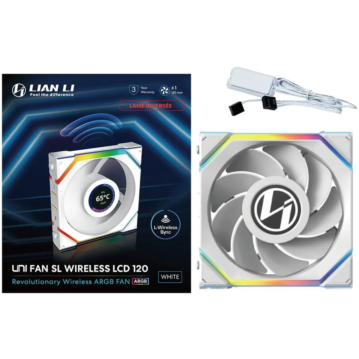 Купити Вентилятор Lian Li Uni Fan SL Wireless LCD 120 Reverse Blade White (G99.12RSLLCD1W1W.00) - фото 5