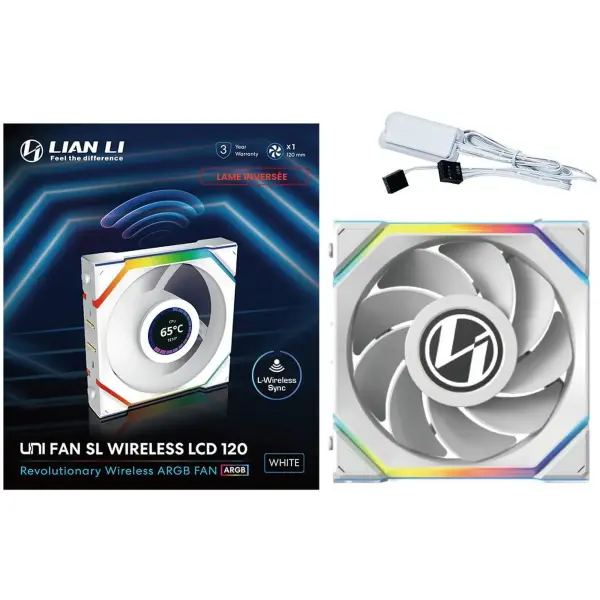 Купити Вентилятор Lian Li Uni Fan SL Wireless LCD 120 Reverse Blade White (G99.12RSLLCD1W1W.00) - фото 5