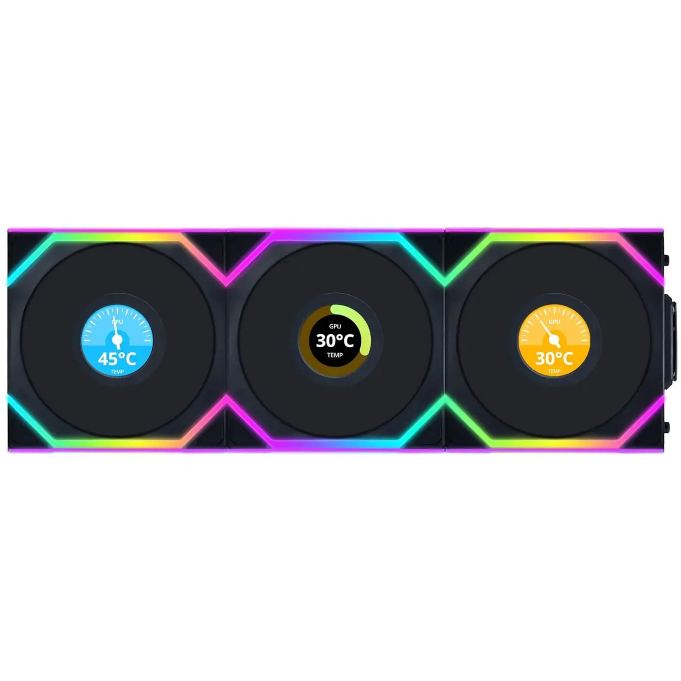 Купити Вентилятор Lian Li Uni Fan SL Wireless LCD 120 3-Pack Black (G99.12SLLCD1W3B.00) - фото 1