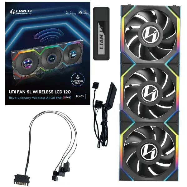 Купити Вентилятор Lian Li Uni Fan SL Wireless LCD 120 3-Pack Black (G99.12SLLCD1W3B.00) - фото 5