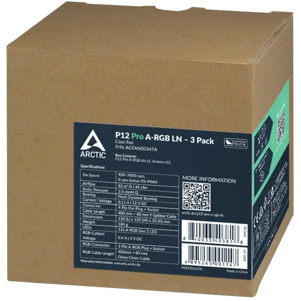 Купити Вентилятор Arctic P12 Pro A-RGB LN 3-Pack Black (ACFAN00347A) - фото 9