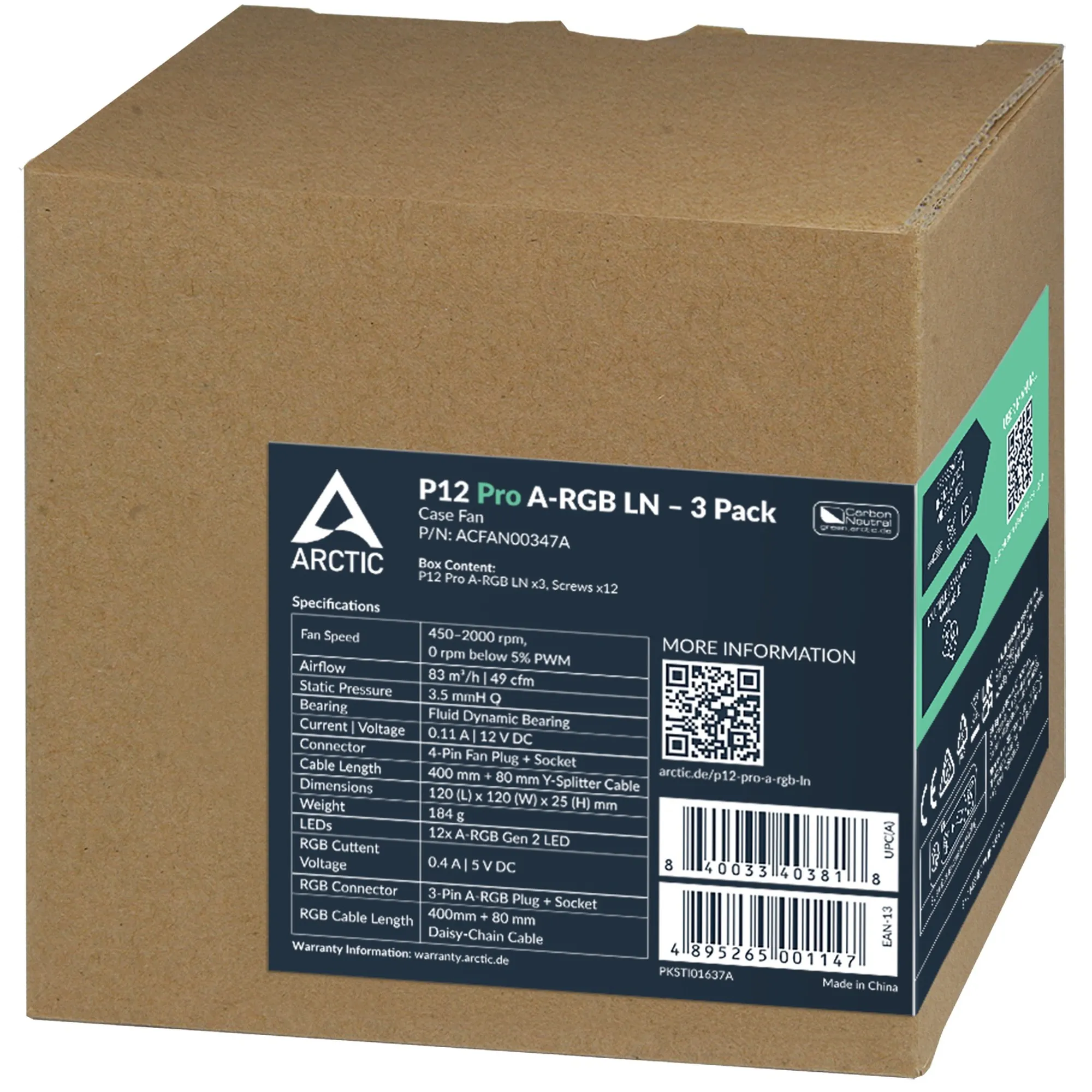 Купити Вентилятор Arctic P12 Pro A-RGB LN 3-Pack Black (ACFAN00347A) - фото 9