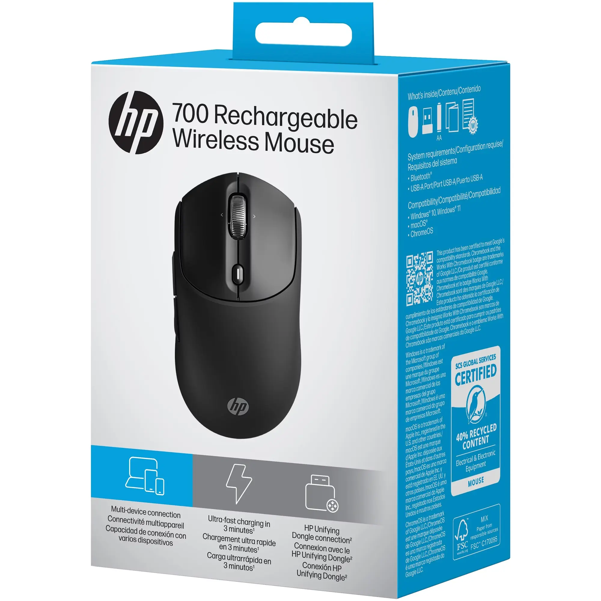 Купити Миша HP 700 Rechargeable Wireless/Bluetooth Black (AZ7B0AA) - фото 1