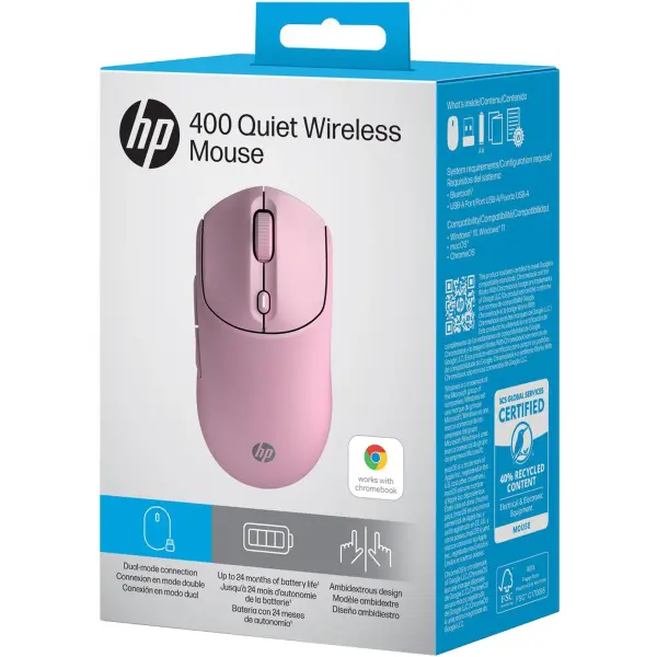 Купити Миша HP 400 Quiet Wireless/Bluetooth Pink (AZ7B5AA) - фото 8