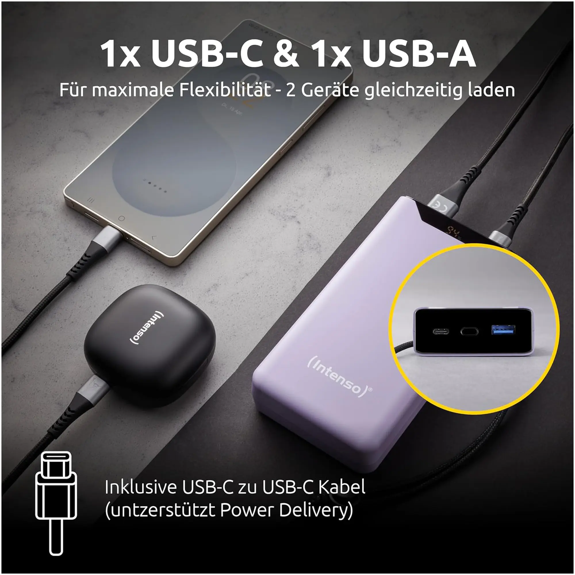 Купить Павербанк УМБ Intenso F20000 20000mAh 20W Purple (7332053) - фото 5