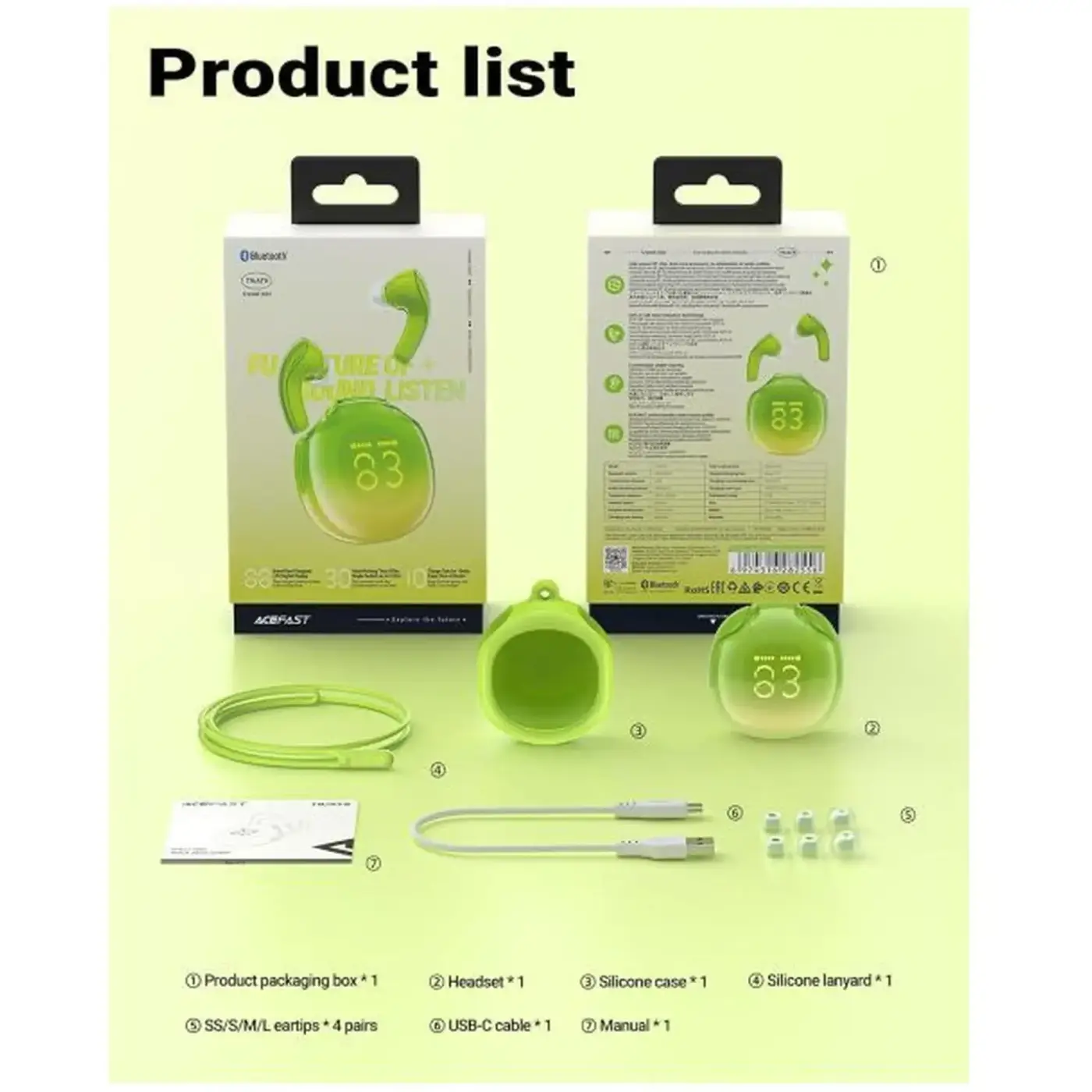 Купить Наушники Acefast T9 Avocado Green (6974316282556) - фото 3