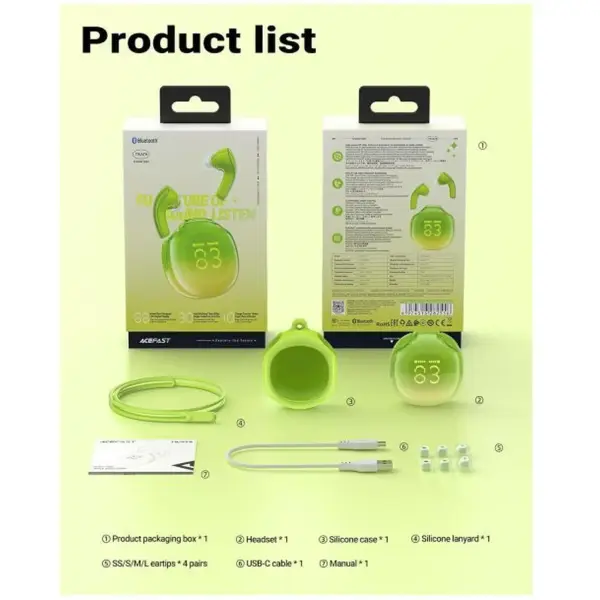 Купить Наушники Acefast T9 Avocado Green (6974316282556) - фото 3