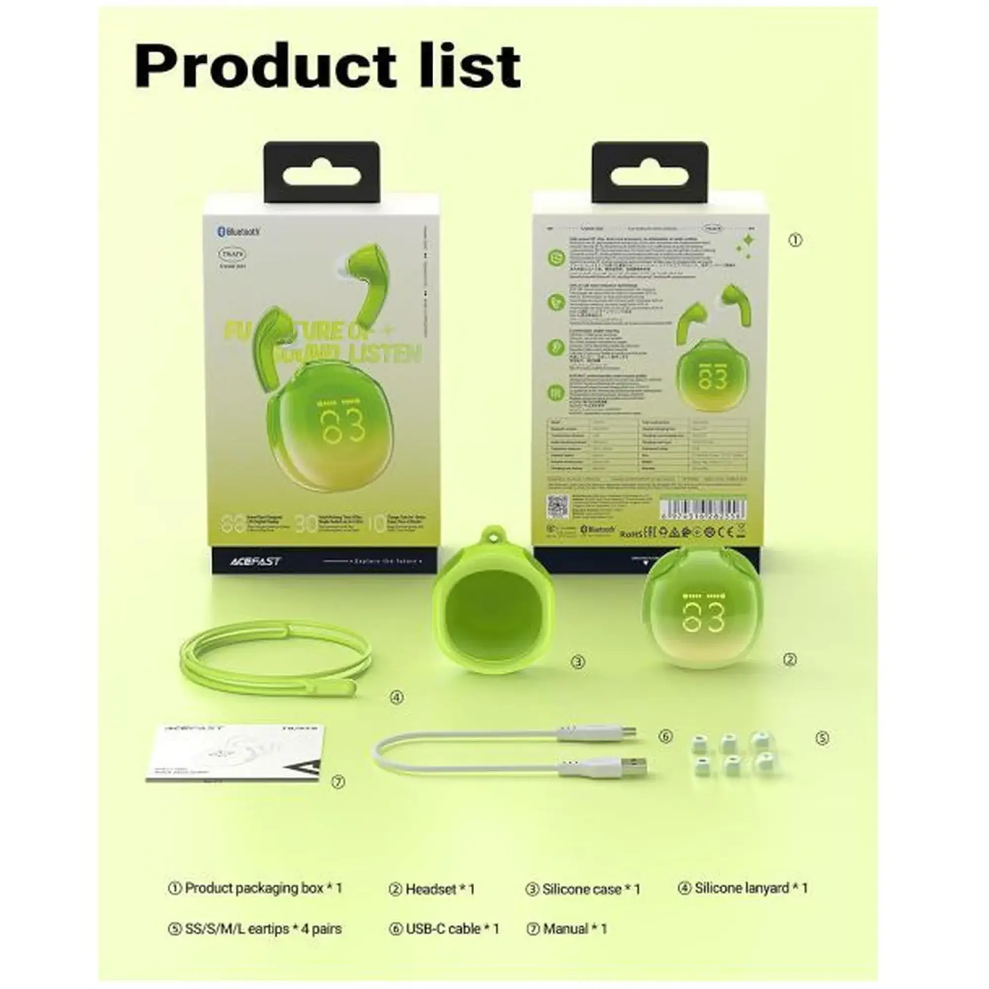 Купить Наушники Acefast T9 Avocado Green (6974316282556) - фото 3