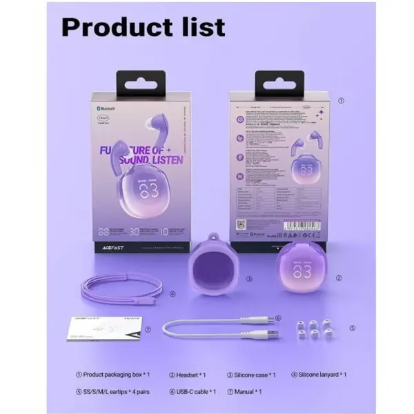 Купить Наушники Acefast T9 Grape Purple (6974316282563) - фото 3