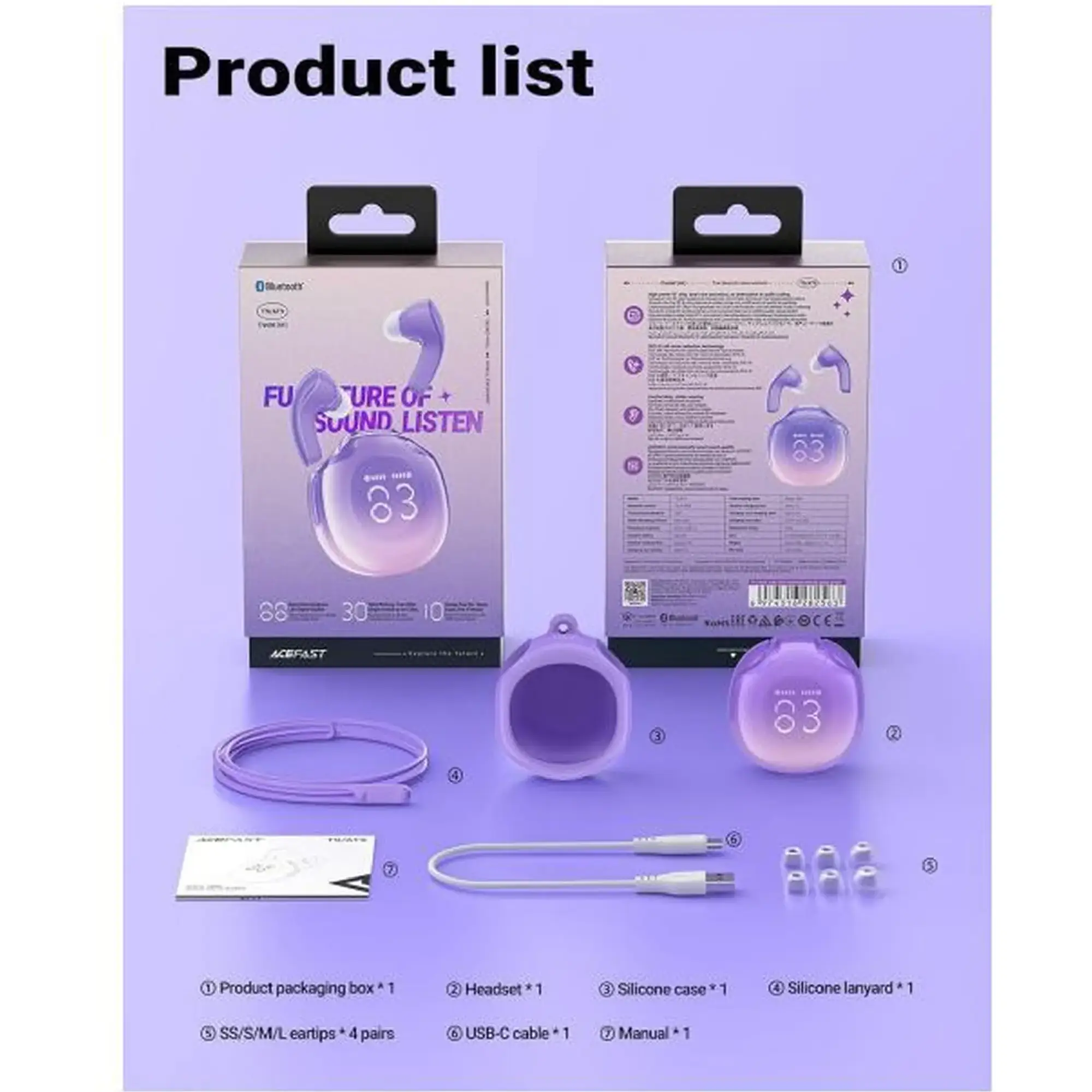 Купить Наушники Acefast T9 Grape Purple (6974316282563) - фото 3