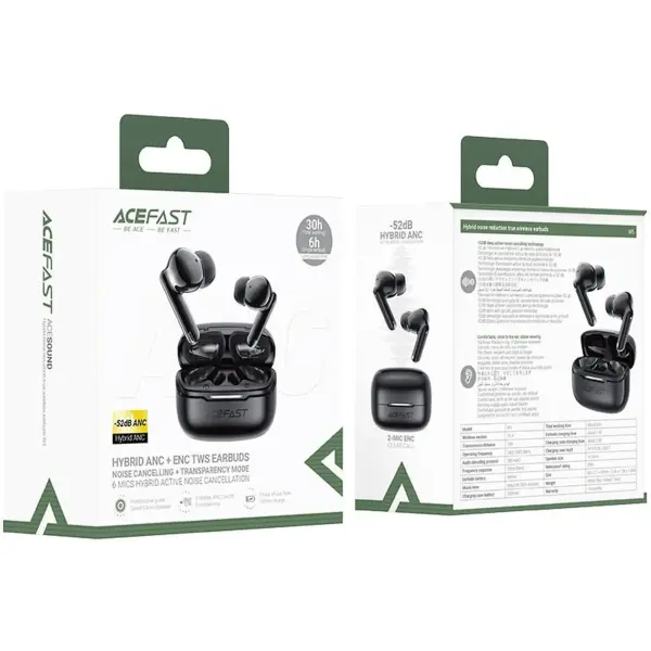 Купить Наушники Acefast W5 Hybrid Noise Reduction Black (6974316285373) - фото 6