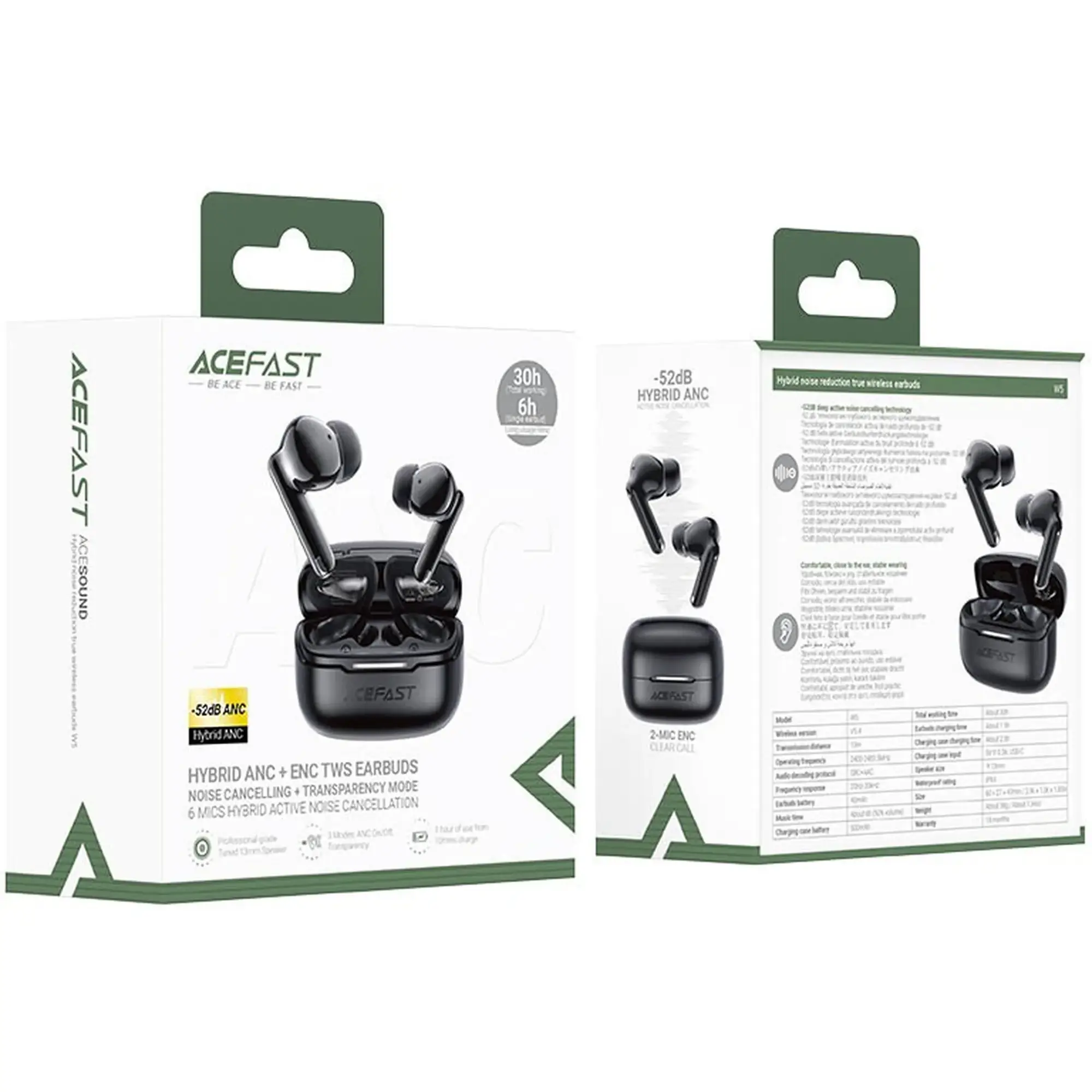 Купить Наушники Acefast W5 Hybrid Noise Reduction Black (6974316285373) - фото 6