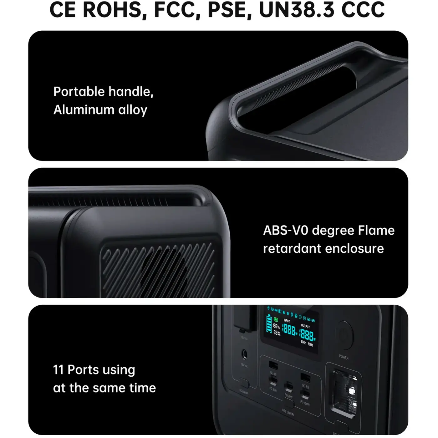 Купити Зарядна станція Choetech BS060 800W 512Whh (BS060-EU-GY) - фото 5