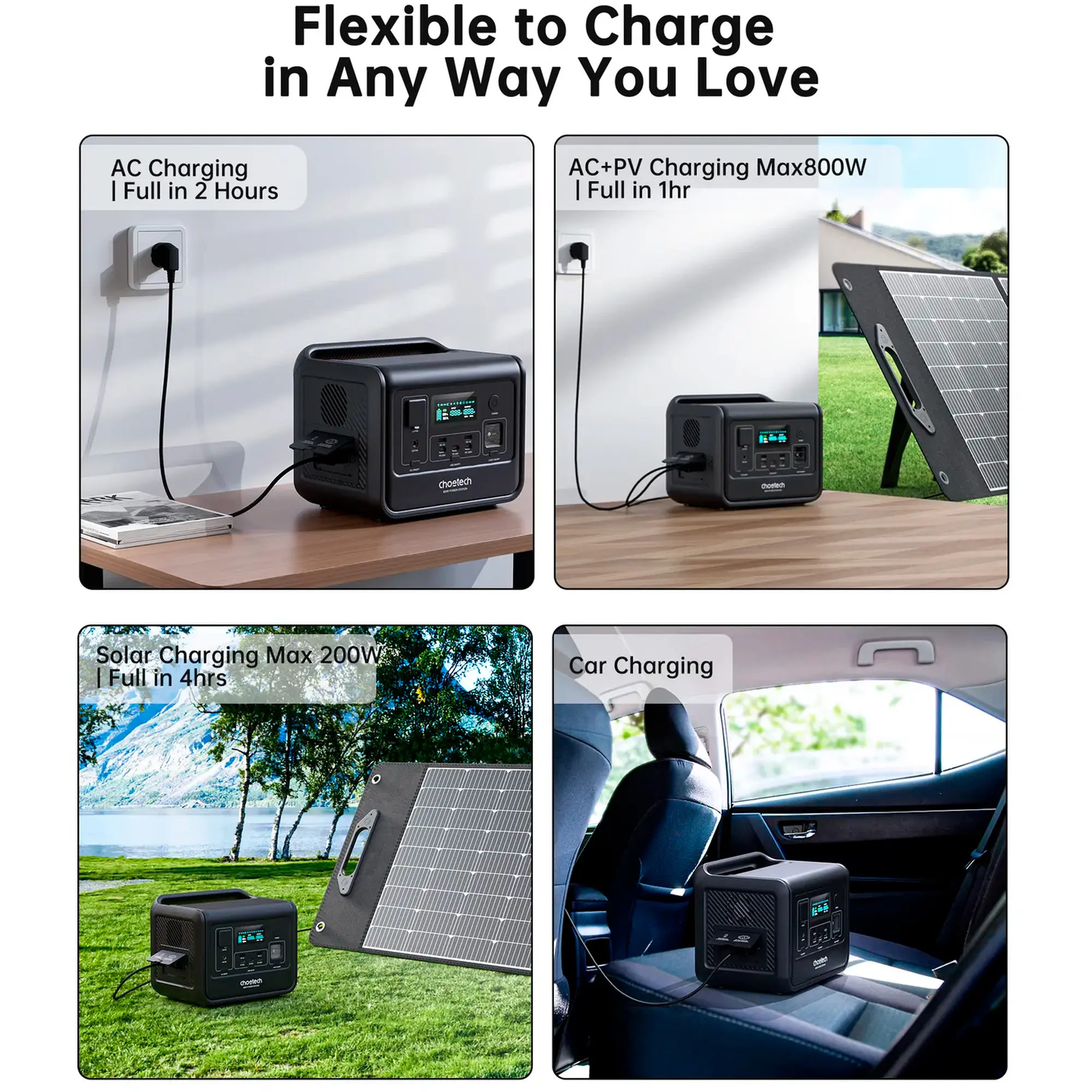 Купити Зарядна станція Choetech BS060 800W 512Whh (BS060-EU-GY) - фото 6