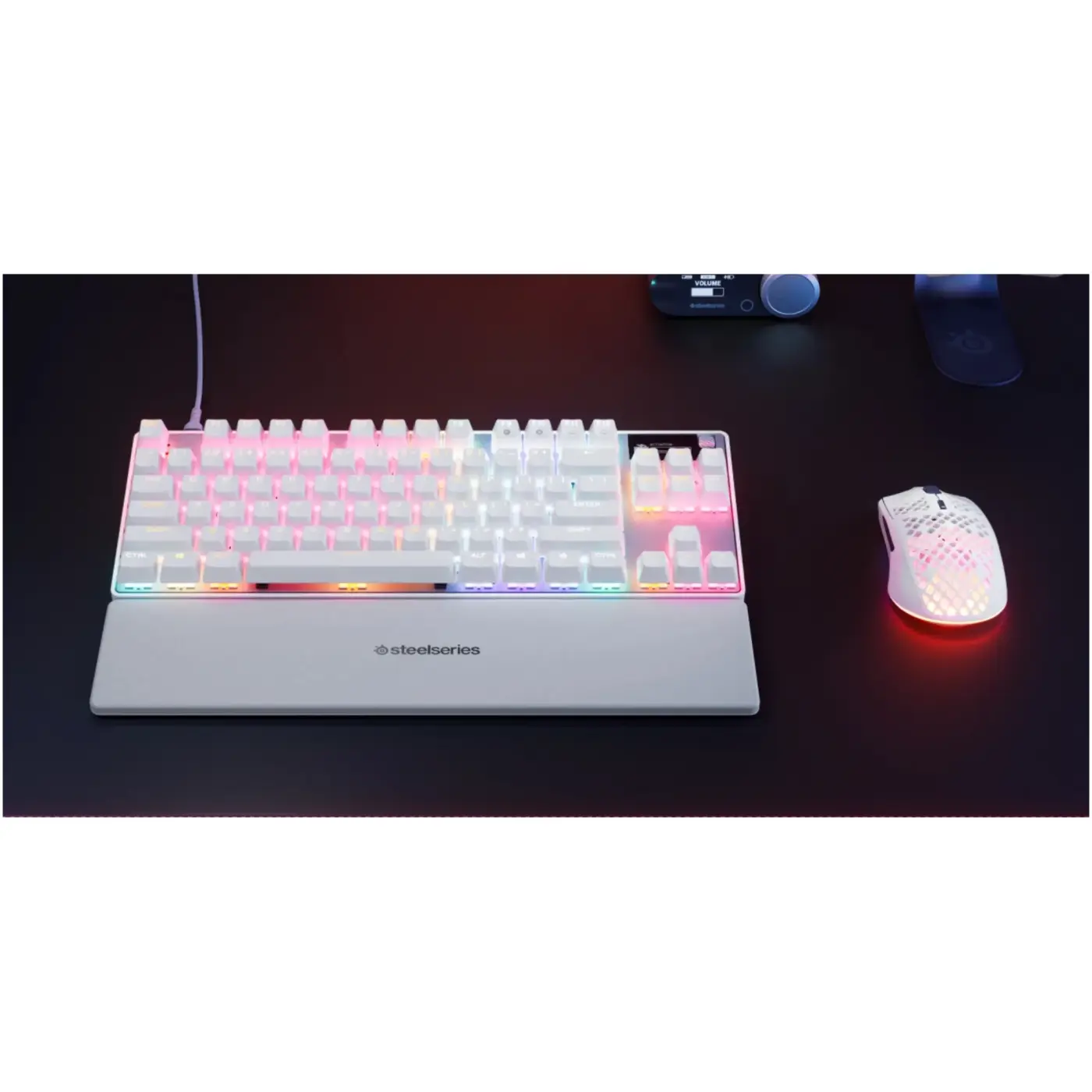 Купить Клавиатура SteelSeries Apex Pro TKL Gen 3 HyperMagnetic OmniPoint 3.0 OLED USB UA White (64898) - фото 4