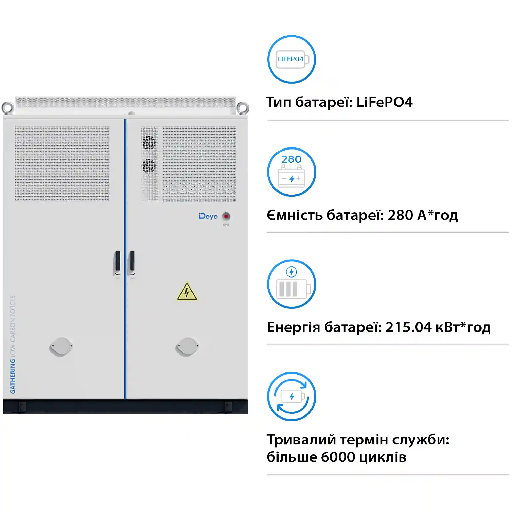 Купить Система хранения энергии DEYE MC-L430-BC-3 768V 280Ah 430kWh LiFePO4 IP54, 200kW MPPT Fire Extinguisher, Air Conditioner (MC-L430-BC-3) - фото 3