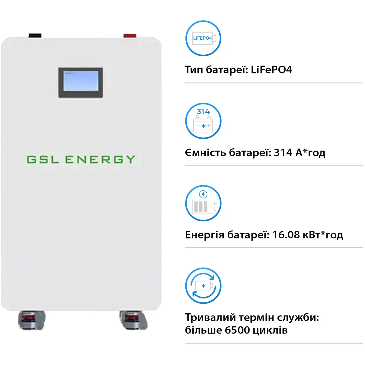 Купить Аккумуляторная батарея GSL 51.2V 314Ah 16kWh LiFePO4 (GSL-W-A16K) - фото 3