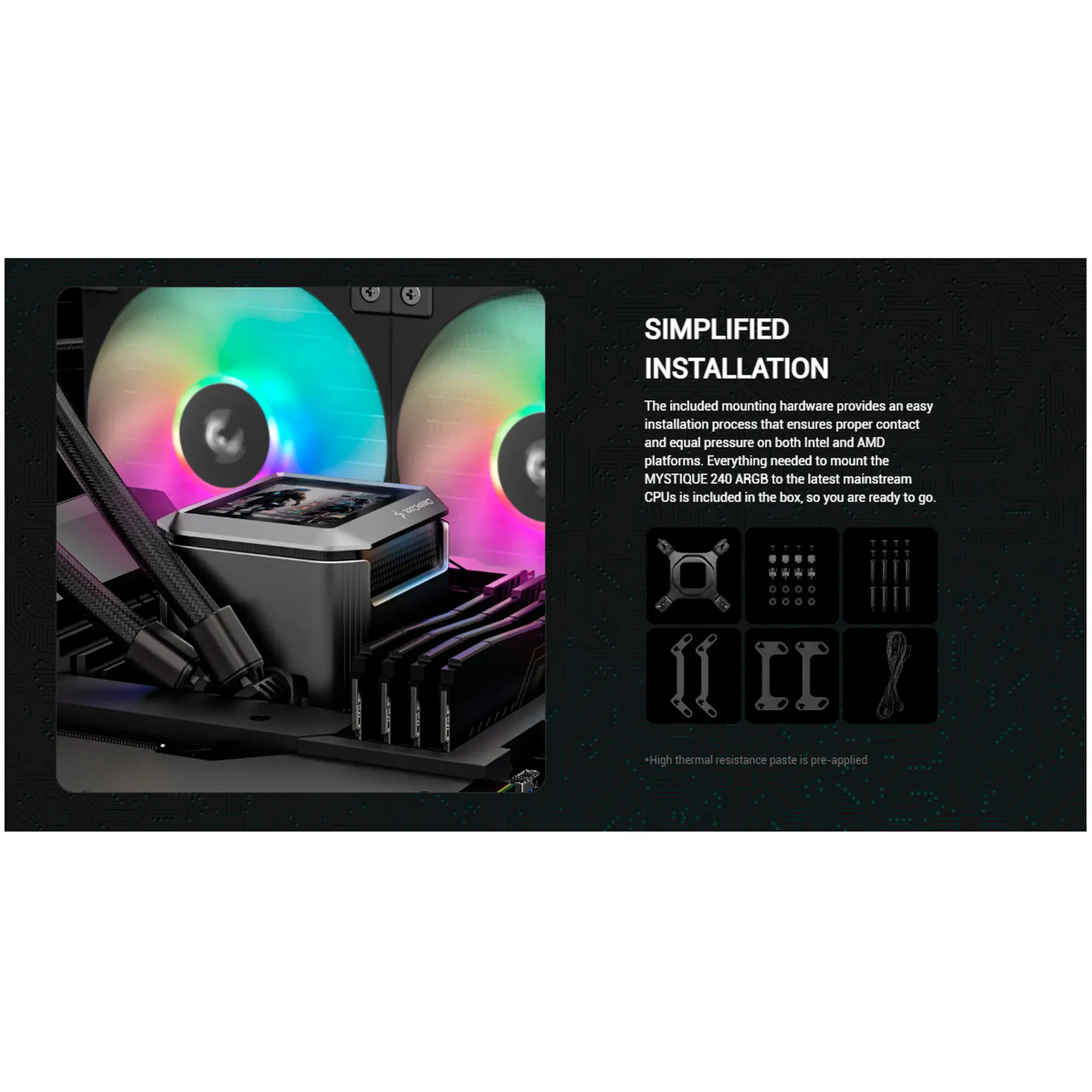 Купити Система водяного охолодження DeepCool Mystique 240 ARGB Black (R-LX550-BKADSNC-G-1) - фото 7