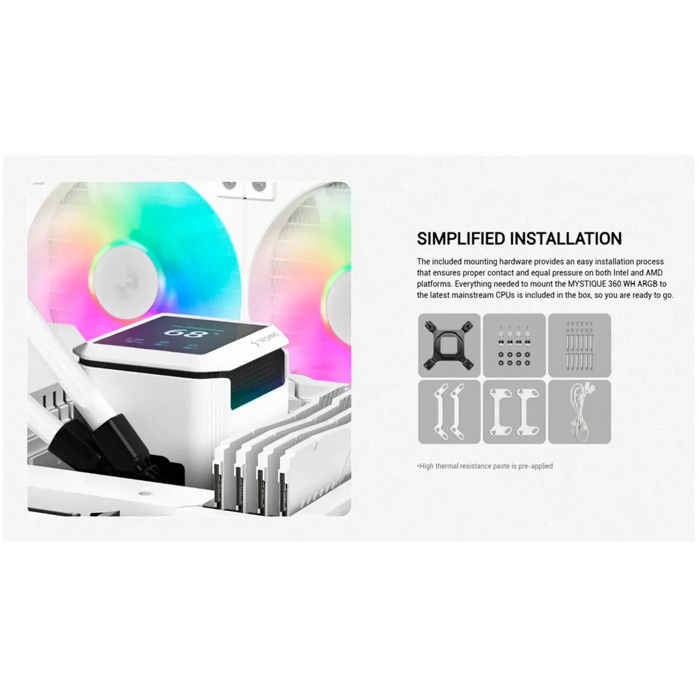 Купити Система водяного охолодження DeepCool Mystique 360 ARGB White (R-LX360-WHDSNMCP-G-1) - фото 10