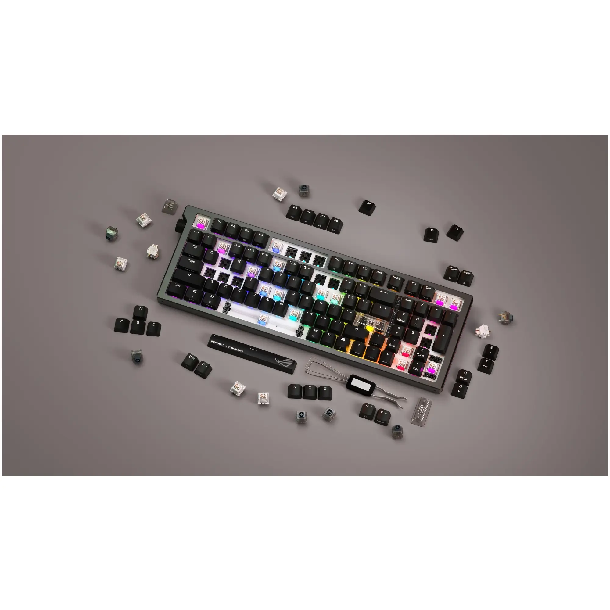 Купити Клавіатура Asus ROG Strix Morph 96 Wireless NX Snow V2 UKR ABS Black (90MP04IF-BKMA03) - фото 14
