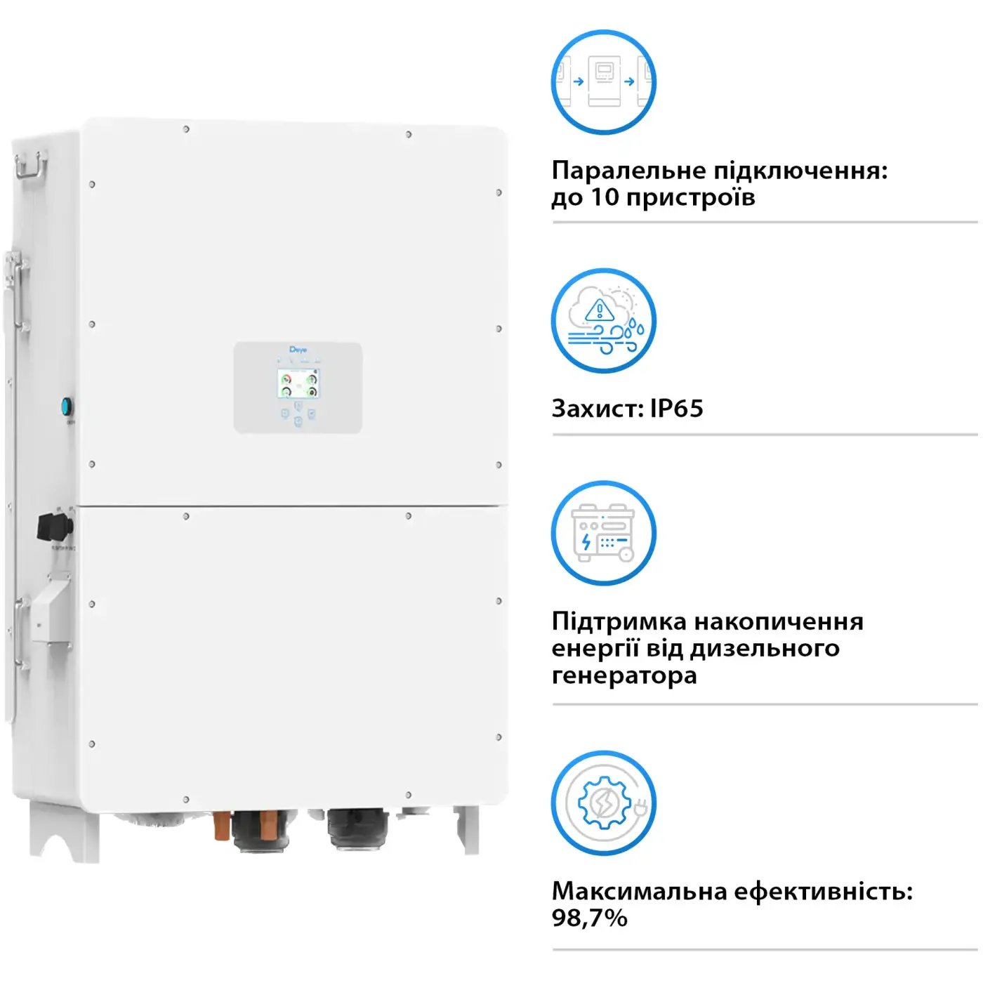 Купить Гибридный инвертор DEYE SUN-100K-SG02HP3-EU-GM10 HV-battery 100KW 10 MPPT Wi-Fi 220/380V Трехфазный (SUN-100K-SG02HP3-EU-GM10) - фото 5
