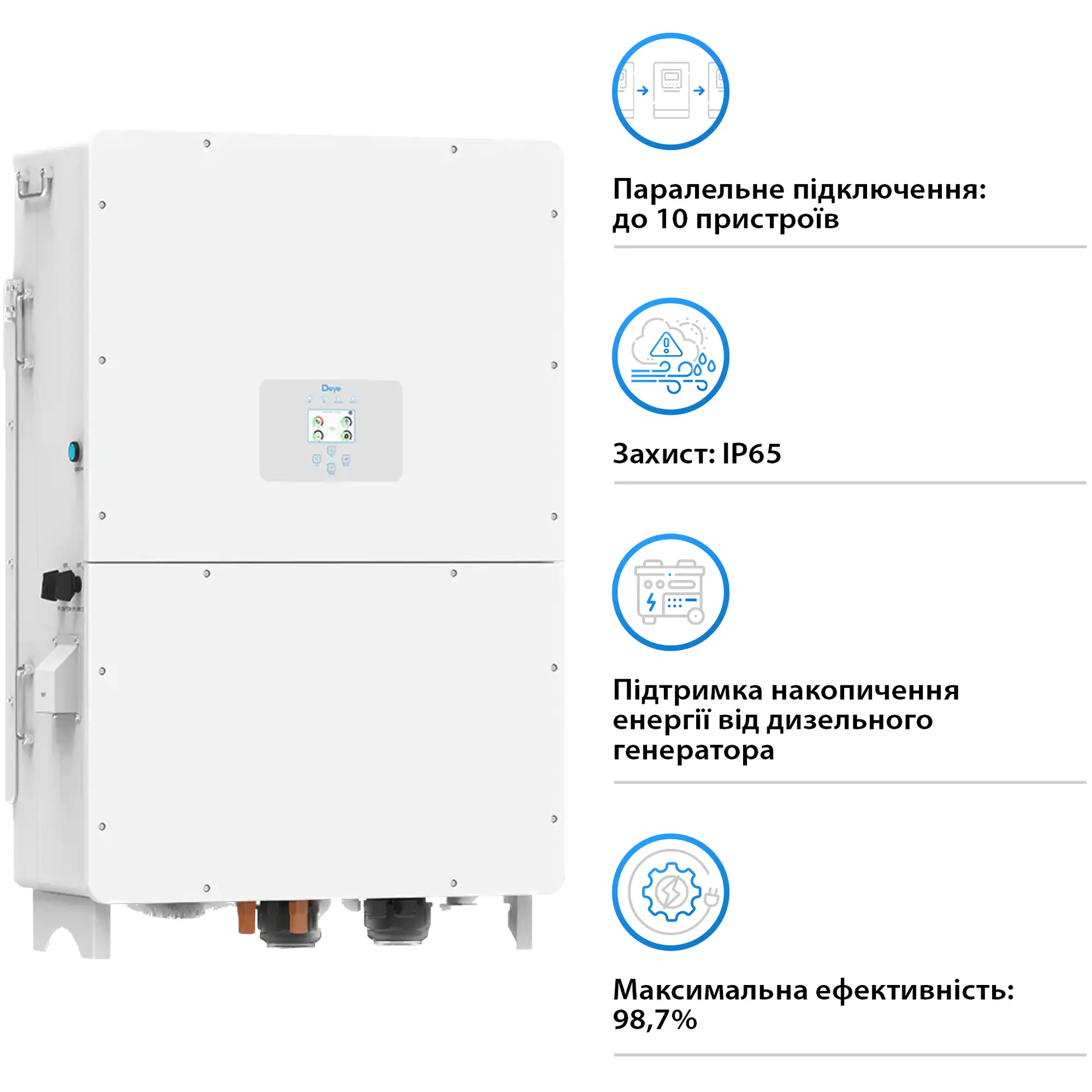 Купить Гибридный инвертор DEYE SUN-125K-SG02HP3-EU-GM10 HV-battery 125KW 10 MPPT Wi-Fi 220/380V Трехфазный (SUN-125K-SG02HP3-EU-GM10) - фото 5