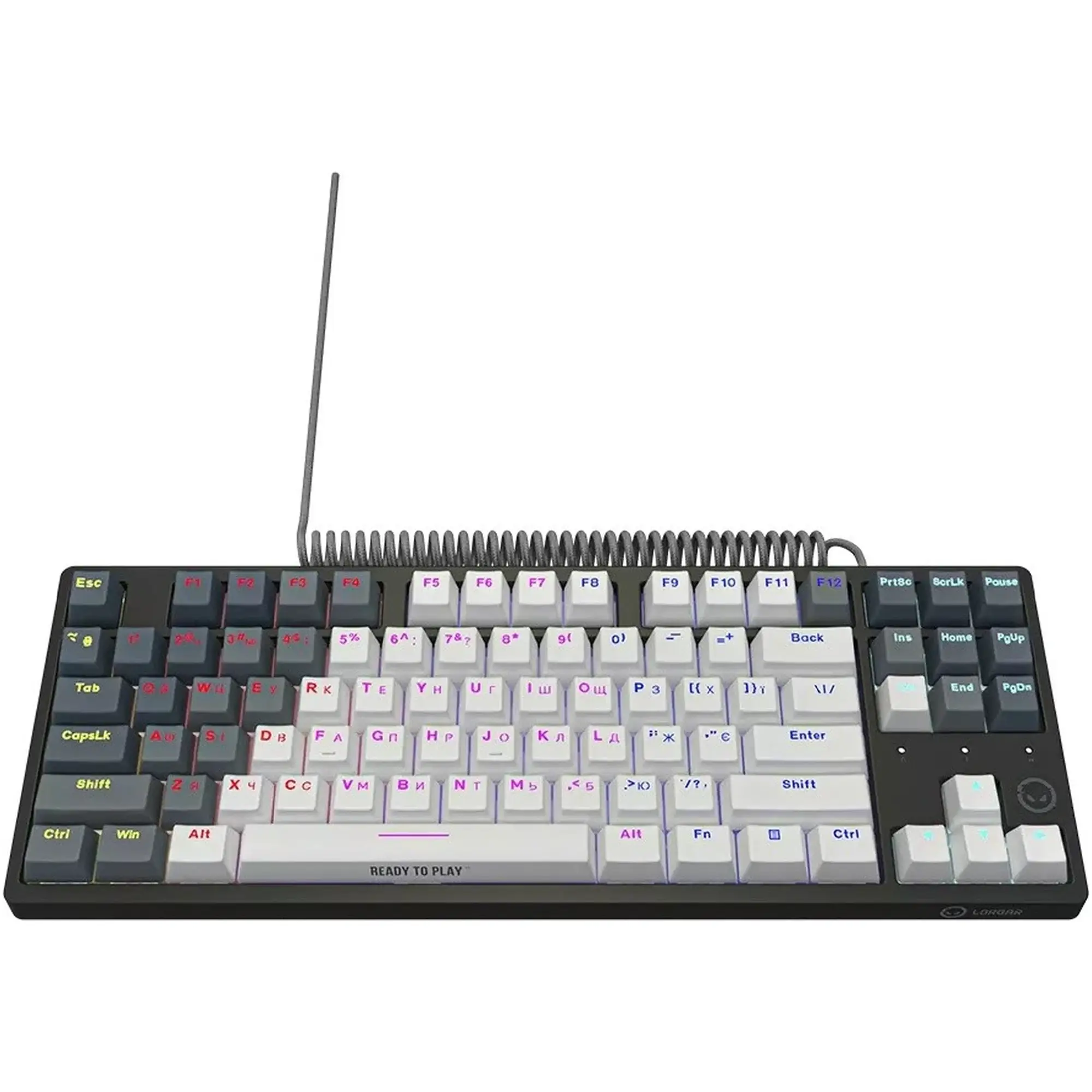 Купити Клавіатура Lorgar Azar 514TKL RGB Mechanical USB UA White/Grey (LRG-GK514TKL-WH-UA) - фото 3