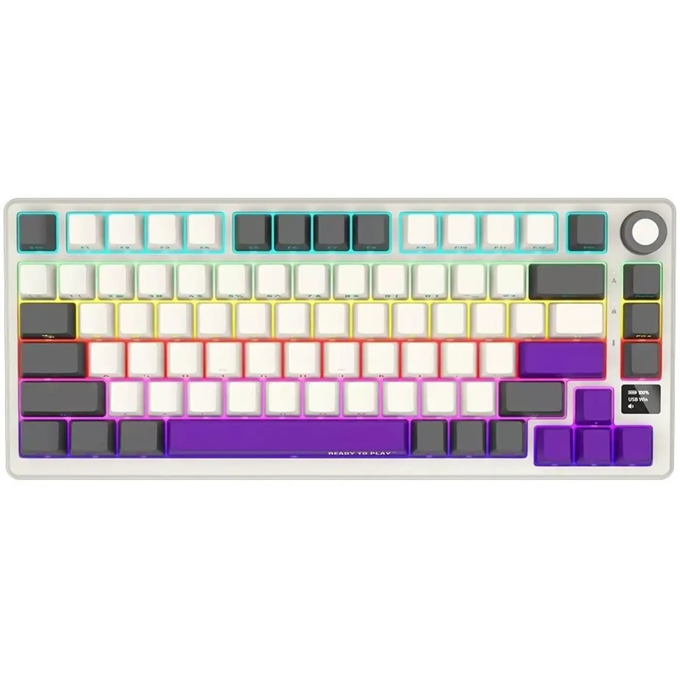 Купити Клавіатура Lorgar KBP7075W Pro RGB Wireless/Bluetooth/USB UA Beige (LRG-KBP7075W-RT-US) - фото 1