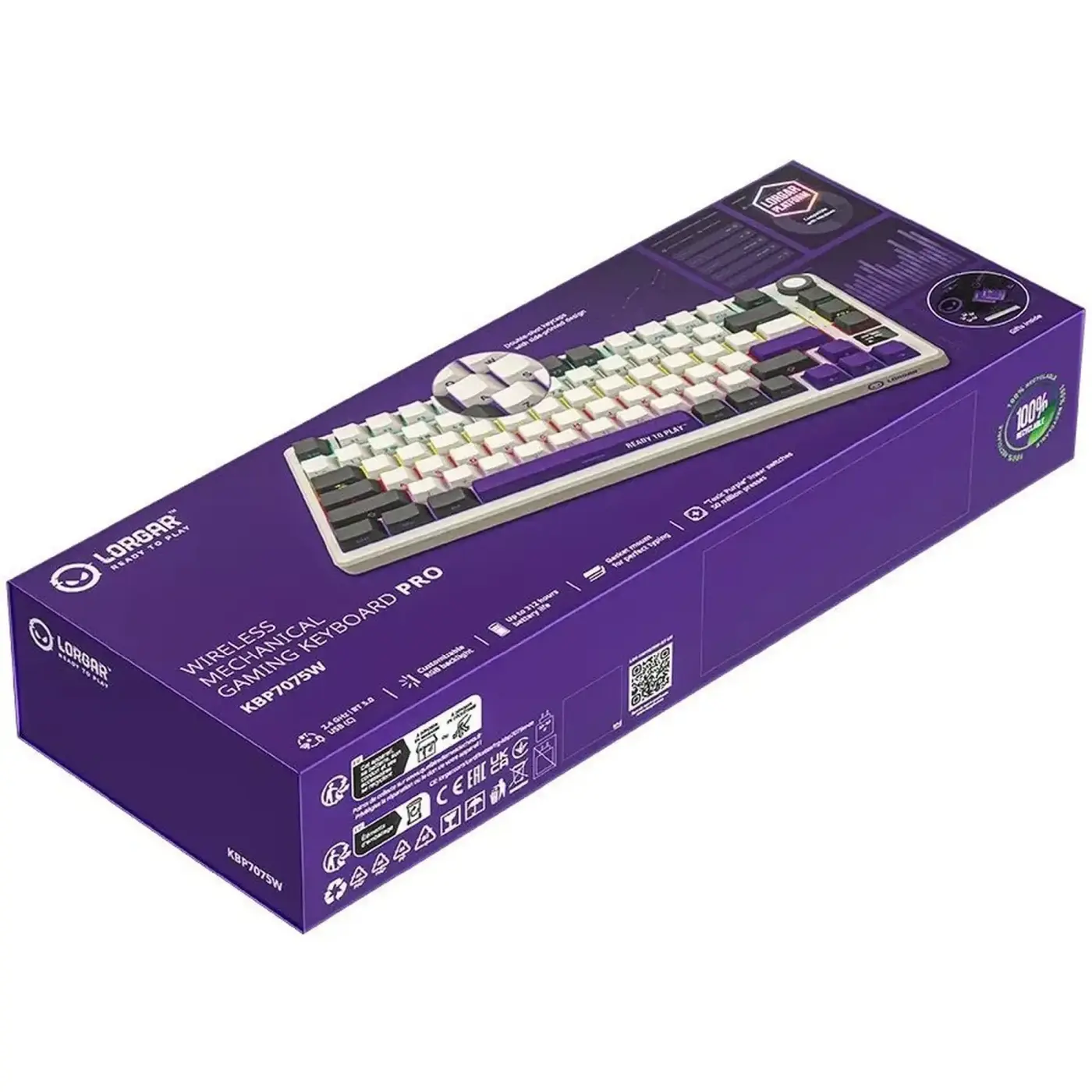 Купити Клавіатура Lorgar KBP7075W Pro RGB Wireless/Bluetooth/USB UA Beige (LRG-KBP7075W-RT-US) - фото 8