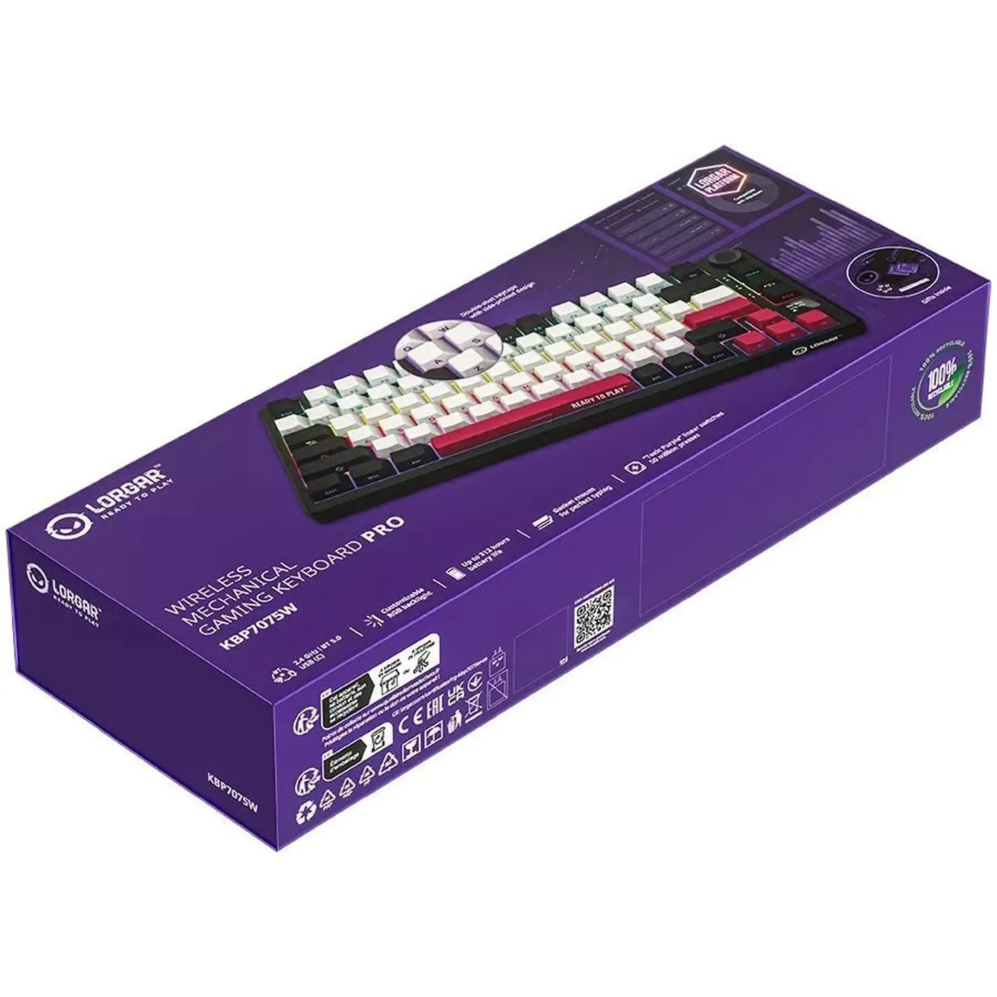 Купити Клавіатура Lorgar KBP7075W Pro RGB Wireless/Bluetooth/USB UA Black/red (LRG-KBP7075W-BK-US) - фото 8