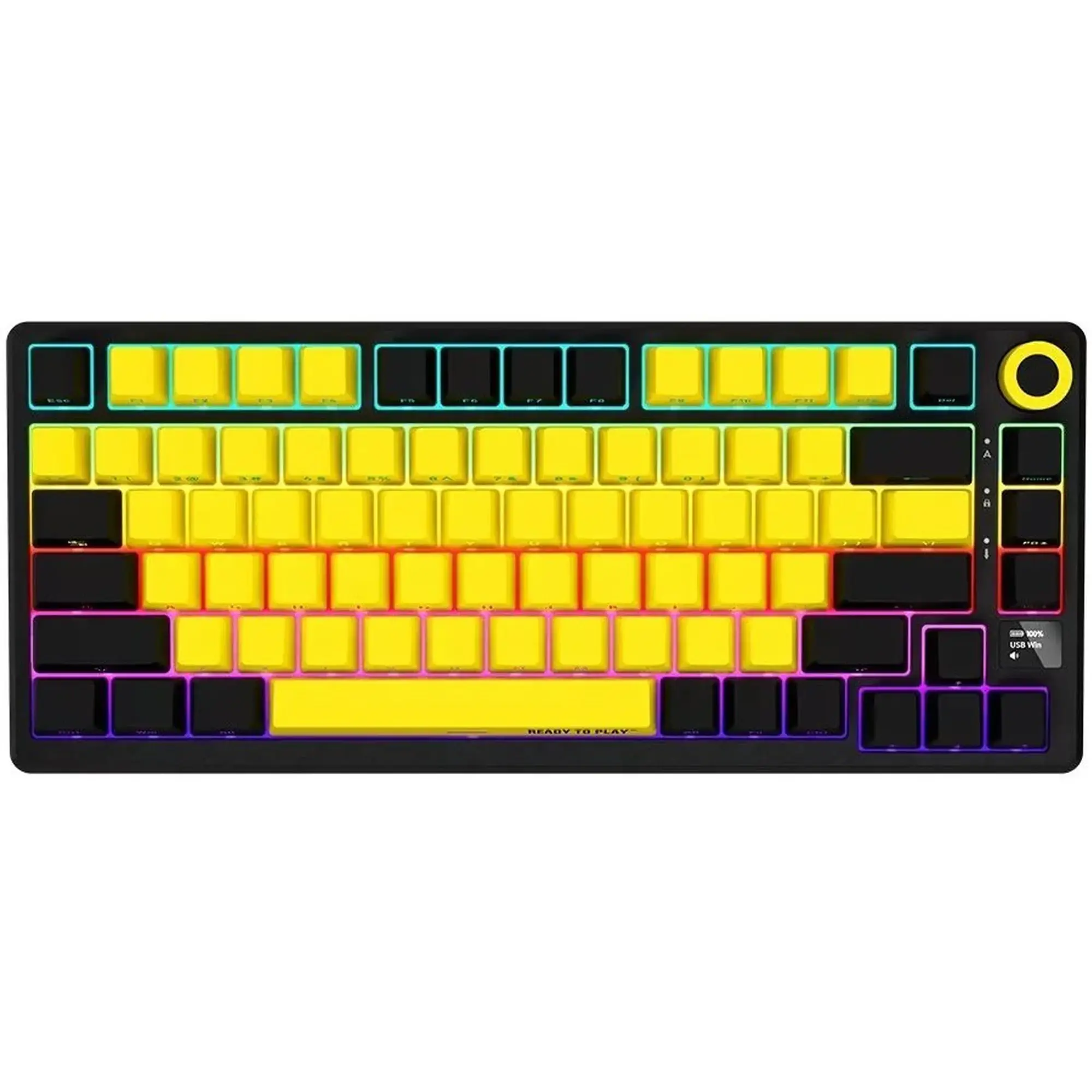 Купити Клавіатура Lorgar KBP7075W Pro RGB Wireless/Bluetooth/USB UA Black/yellow (LRG-KBP7075W-YL-US) - фото 1