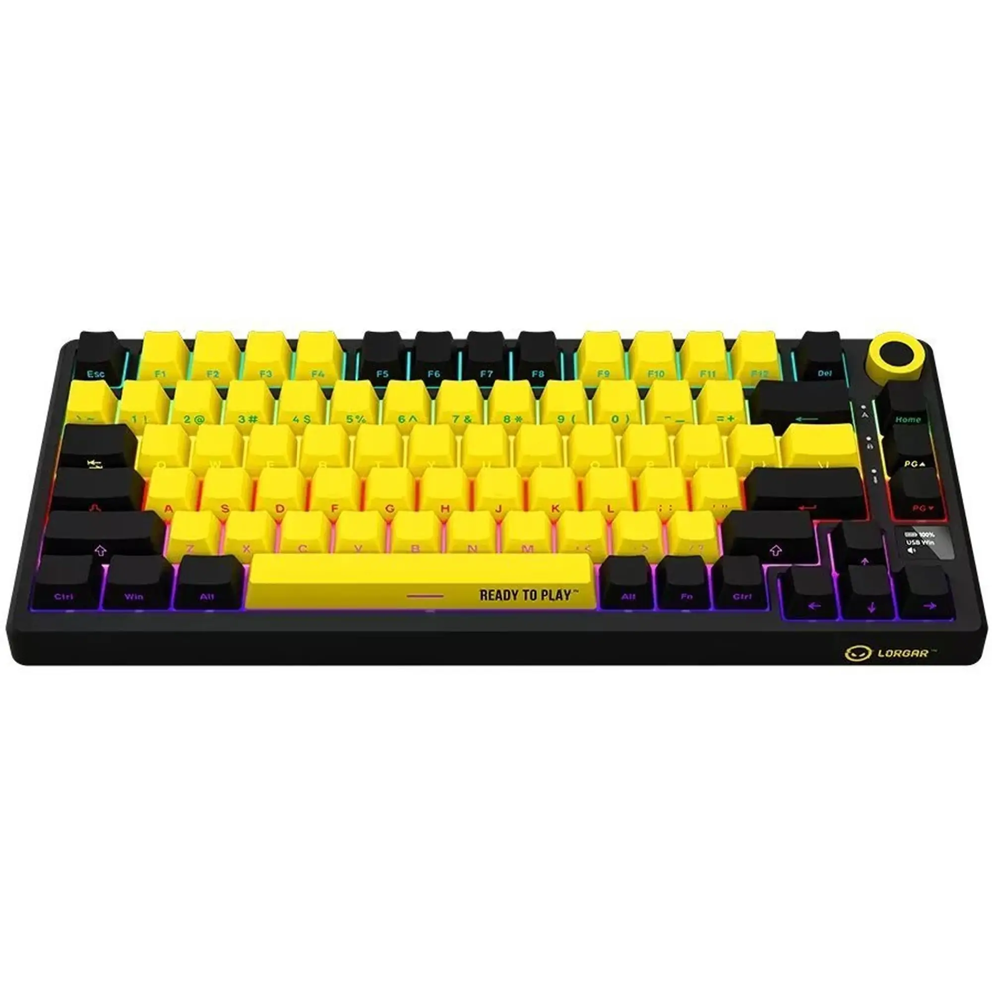 Купити Клавіатура Lorgar KBP7075W Pro RGB Wireless/Bluetooth/USB UA Black/yellow (LRG-KBP7075W-YL-US) - фото 2