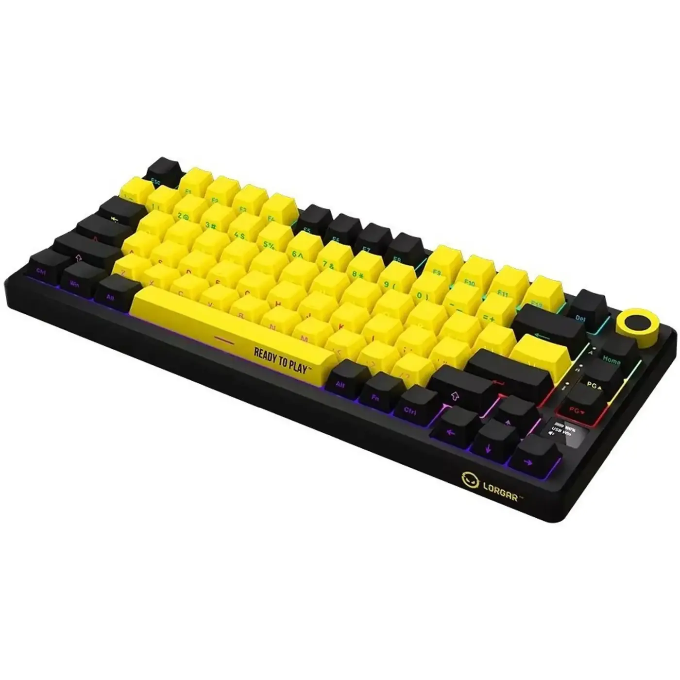 Купити Клавіатура Lorgar KBP7075W Pro RGB Wireless/Bluetooth/USB UA Black/yellow (LRG-KBP7075W-YL-US) - фото 3