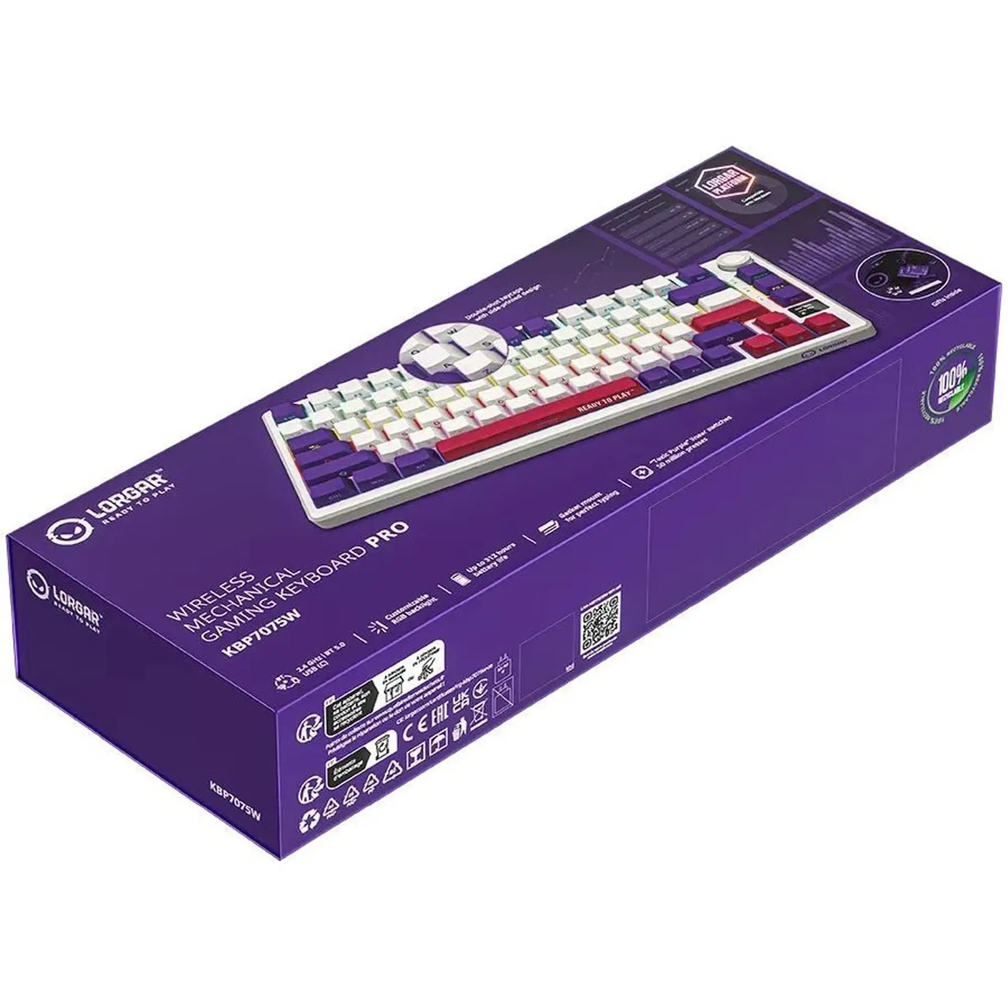 Купити Клавіатура Lorgar KBP7075W Pro RGB Wireless/Bluetooth/USB UA White (LRG-KBP7075W-WH-US) - фото 8