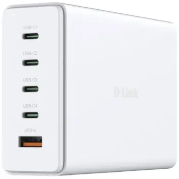Купити Мережевий зарядний пристрій D-Link DCF-241 240Вт GaN 4хUSB-С, 1xUSB-A White - фото 1