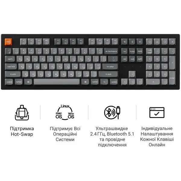 Купити Клавіатура Keychron K10 Max Keychron Super Banana Switch Black RGB (K10M-H4-UA) - фото 10