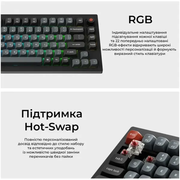 Купити Клавіатура Keychron V1 8K Keychron Super Red Switch Black RGB (V1W-D1-UA) - фото 11