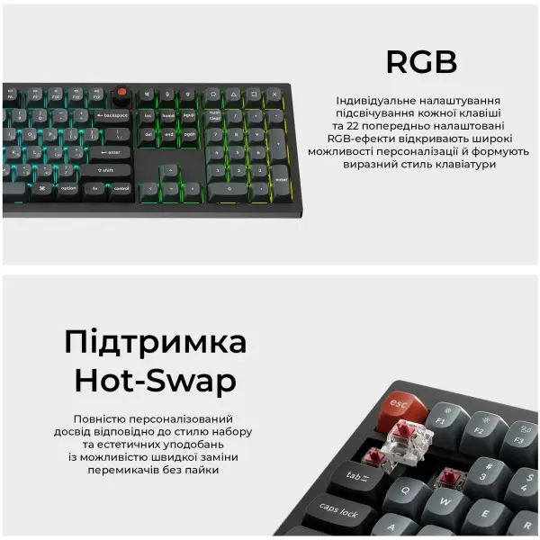 Купити Клавіатура Keychron V6 8K Keychron Super Red Switch Black RGB (V6W-D1-UA) - фото 9