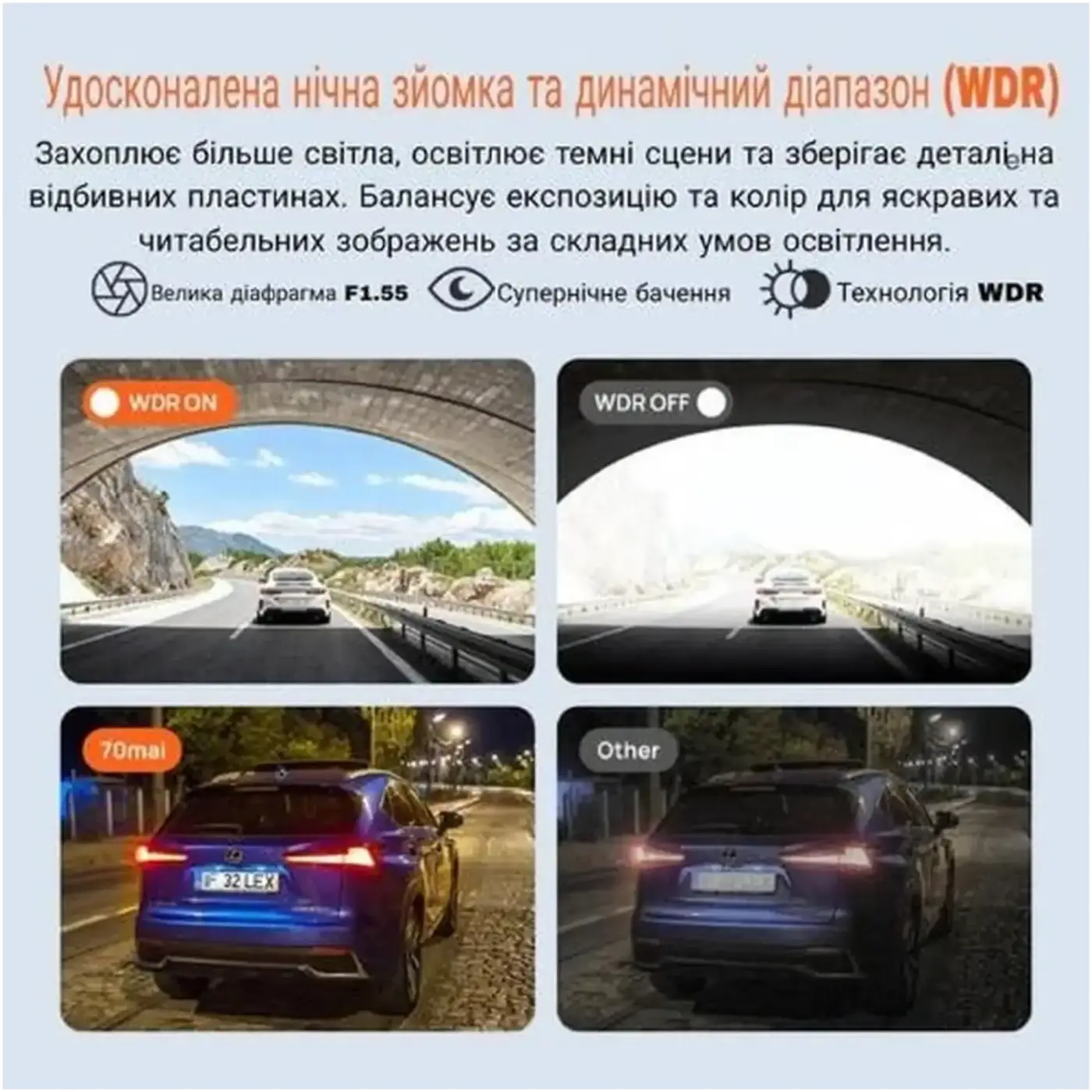 Купити Відеореєстратор-дзеркало 70mai Dash Cam S410 (BHR8312GL) (1183492) - фото 4