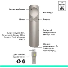 Купити Презентер Logitech Spotlight 2 Presentation Remote Sand (910-007674) - фото 3