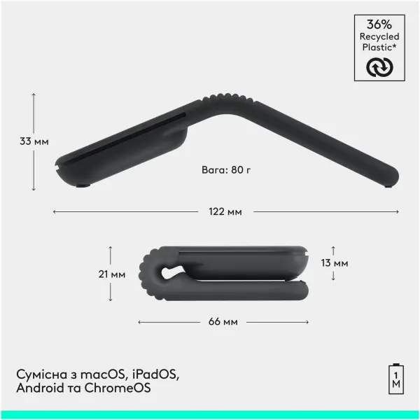 Купити Миша Logitech Mobi Fold Wireless Graphite (910-007604) - фото 11