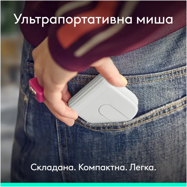 Купити Миша Logitech Mobi Fold Wireless White (910-007631) - фото 3