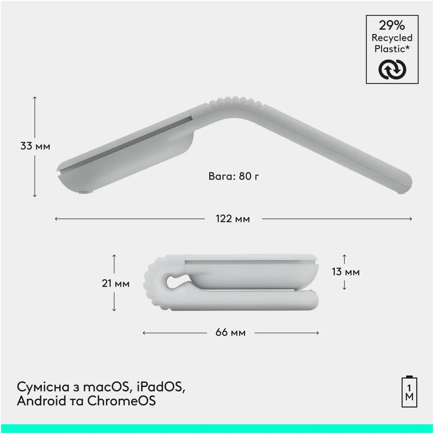 Купити Миша Logitech Mobi Fold Wireless White (910-007631) - фото 11