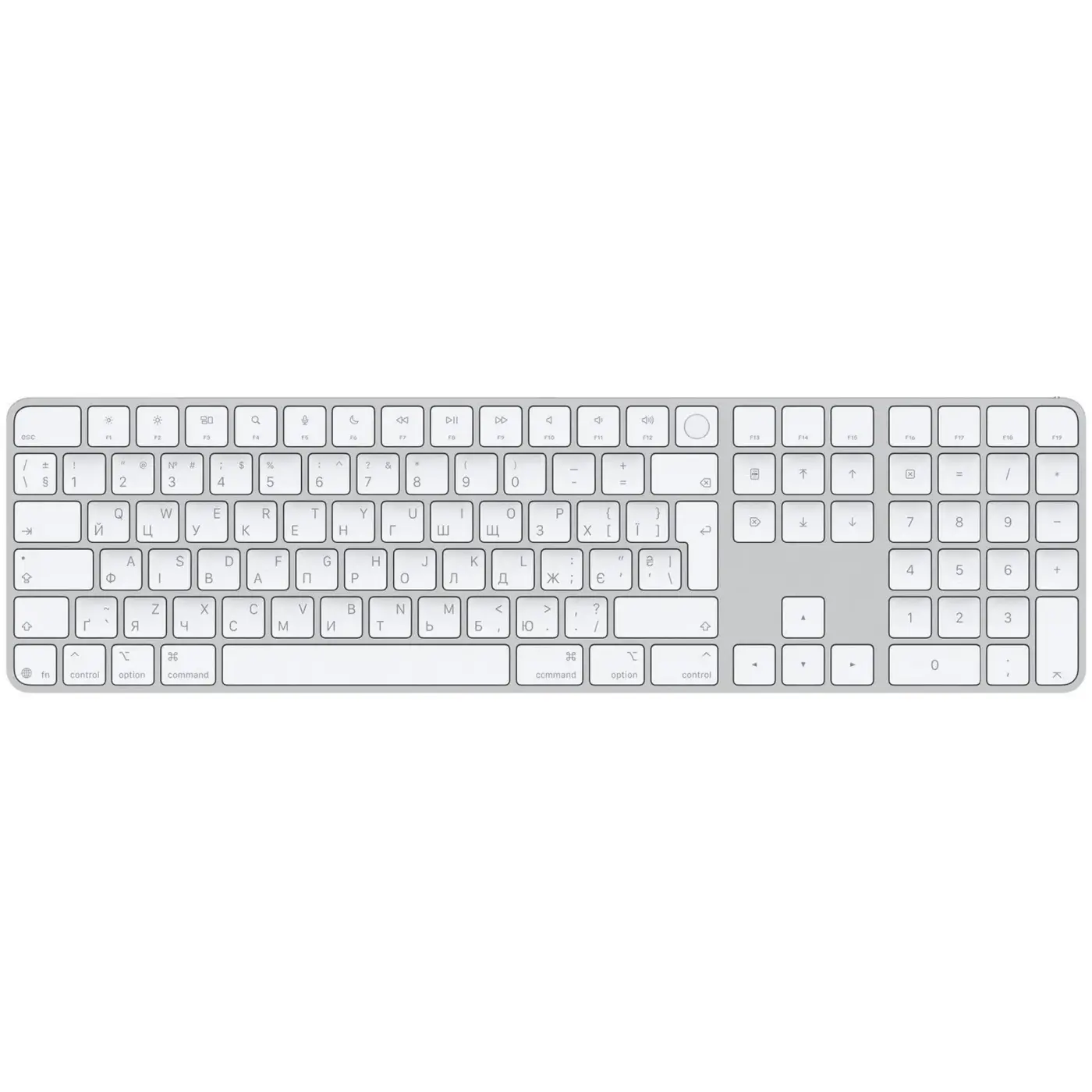Купити Клавіатура Apple Magic Keyboard with Touch ID Bluetooth/USB UA White (MXK73UA/A) - фото 1