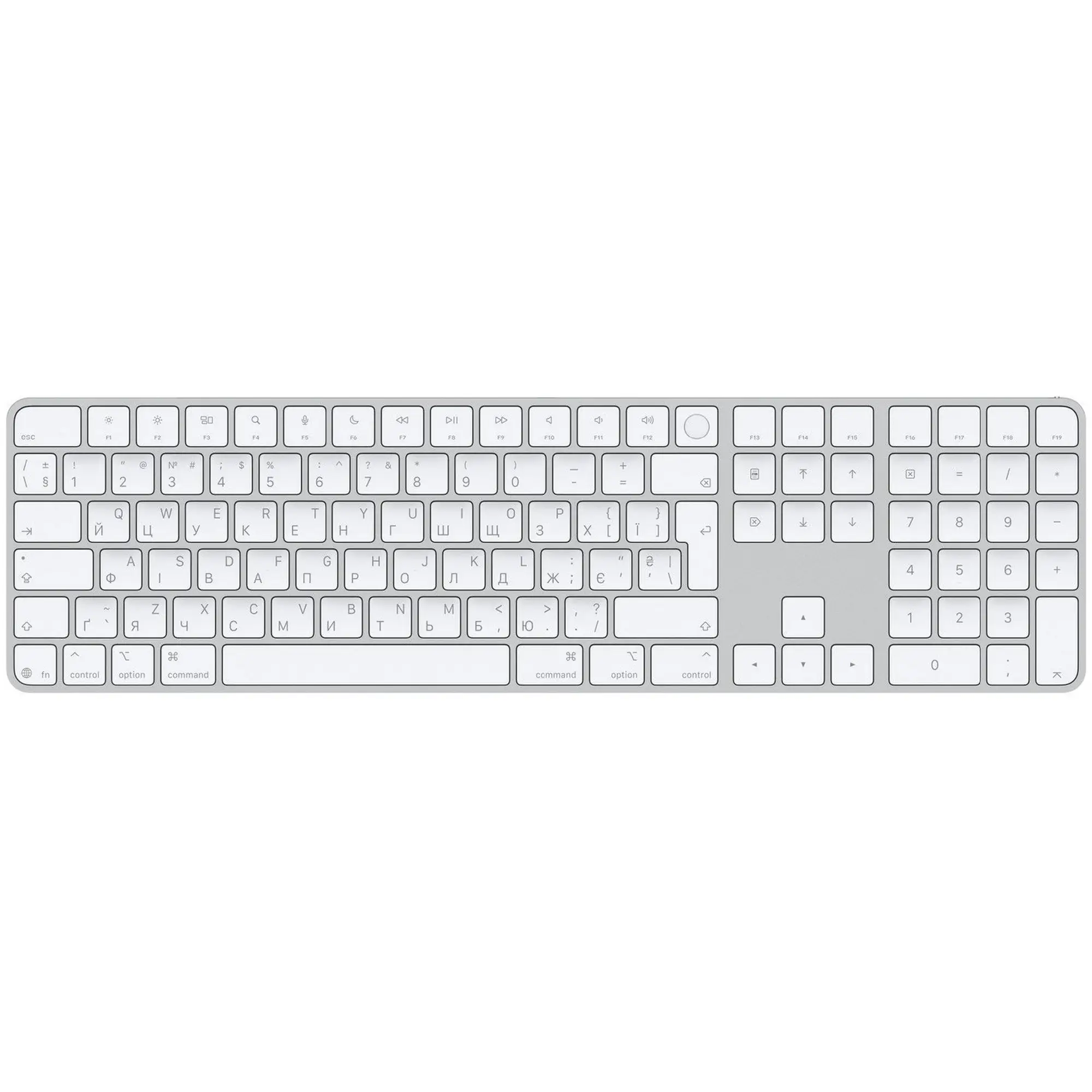 Купити Клавіатура Apple Magic Keyboard with Touch ID Bluetooth/USB UA White (MXK73UA/A) - фото 1