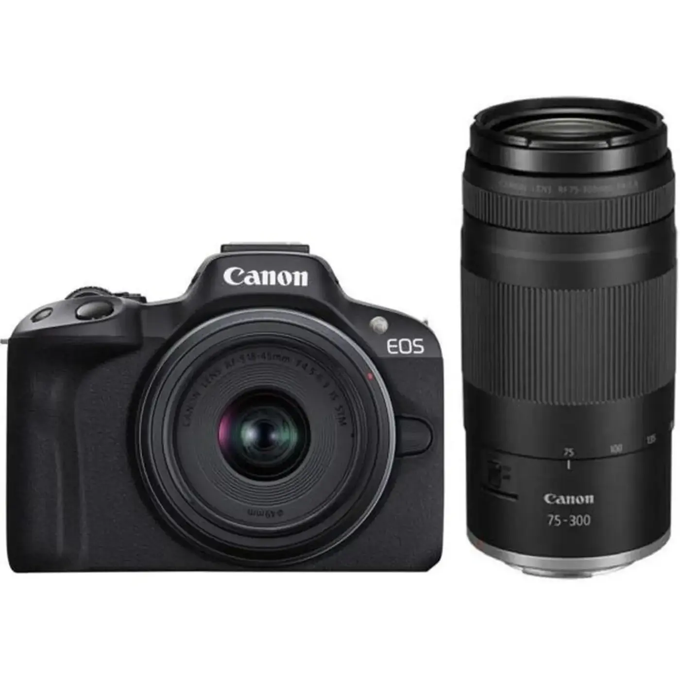 Купить Фотоаппарат Canon EOS R50 + RF-S 18-45 IS STM + RF75-300 IS STM Black (5811C150) - фото 1