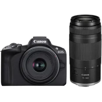 Купить Фотоаппарат Canon EOS R50 + RF-S 18-45 IS STM + RF75-300 IS STM Black (5811C150) - фото 1