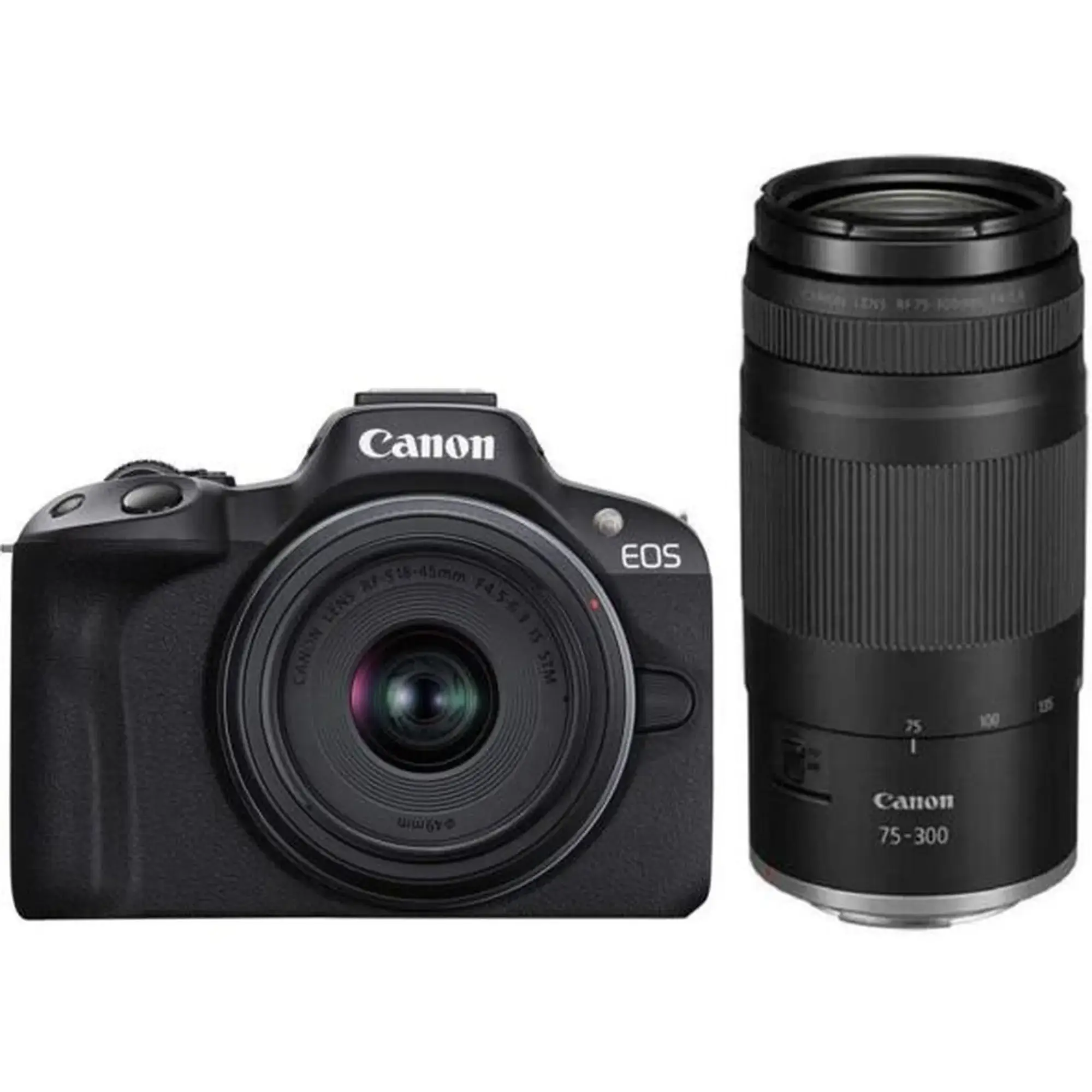 Купить Фотоаппарат Canon EOS R50 + RF-S 18-45 IS STM + RF75-300 IS STM Black (5811C150) - фото 1
